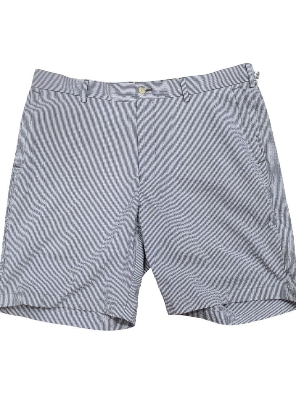 Peter Millar Featherweight Seersucker Shorts Mens 35 Blue White Stripe Golf Flat